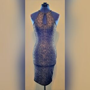 ONE CLOTHING LOS ANGELES Metallic Gold & Black Halter Dress